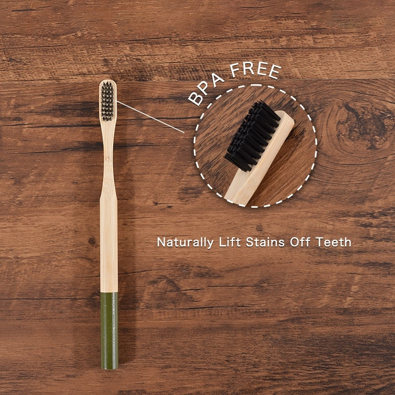 5 Pack Adult Bamboo Toothbrush Medium Bristles Eco Friendly