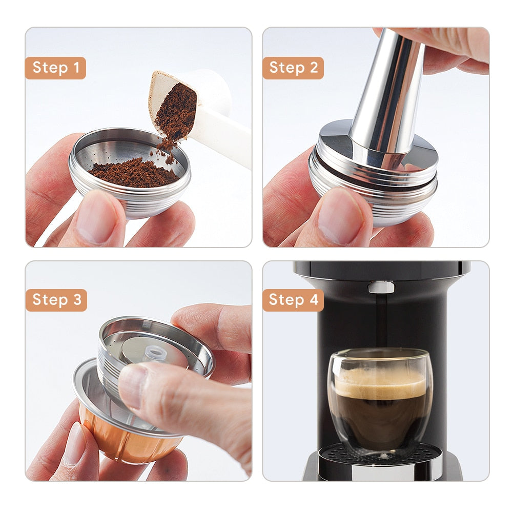 Eco-Friendly Reusable Stainless Steel Capsule Pod For Nespresso Vertuo Next Vertuoline Pop Machine Refillable Coffee Filter with Original Pod